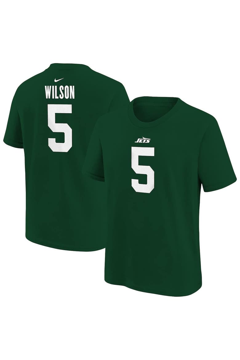 Youth Nike Garrett Wilson Green New York Jets Player Name & Number T-Shirt, Main, color, Green