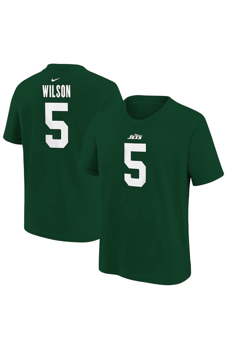 Nike Youth Nike Garrett Wilson Green New York Jets Player Name & Number T-Shirt, Main, color, Green