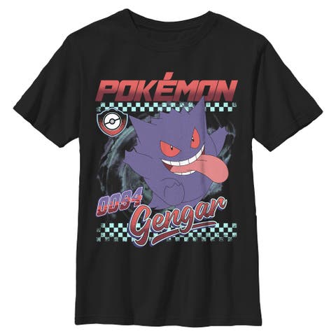 Boy's Pokemon Gengar 0094 Retro Check  Graphic T-Shirt