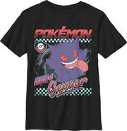 POKEMON Boy's Pokemon Gengar 0094 Retro Check Graphic T-Shirt
