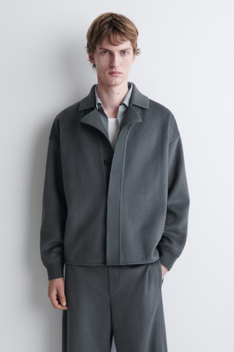 Oversized Brushed Jersey Shirt, Main, color, STEEL GRAY