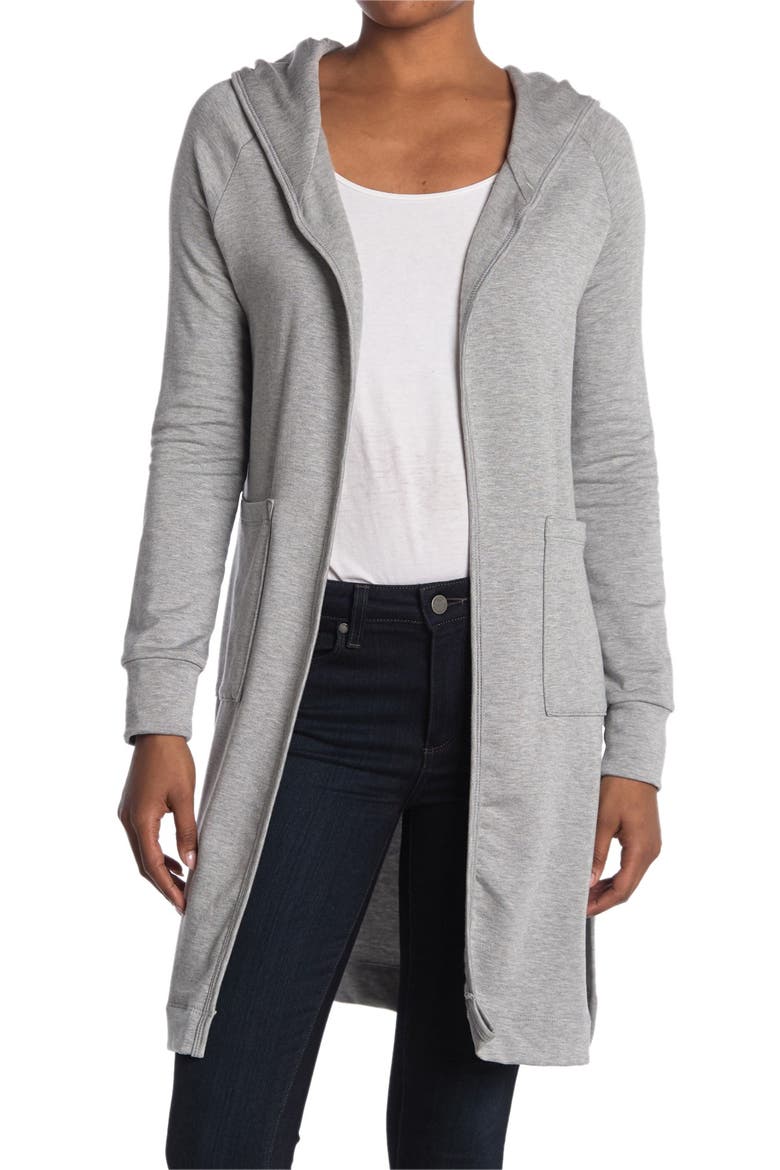 Knit Hooded Duster, Main, color, HEATHER GREY
