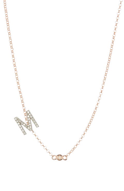 Bezel Diamond Initial Chain Necklace - 0.2ct.
