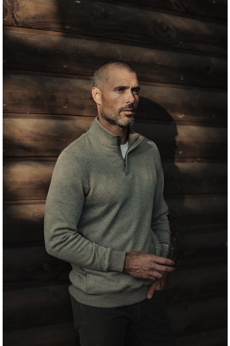 Puremeso Fleece Quarter Zip Sweater, Alternate, color, DARK TAUPE