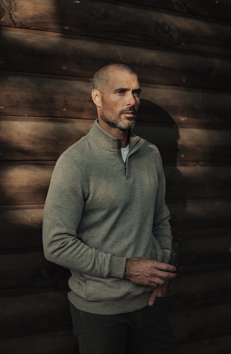 The Normal Brand Puremeso Fleece Quarter Zip Sweater, Alternate, color, Dark Taupe