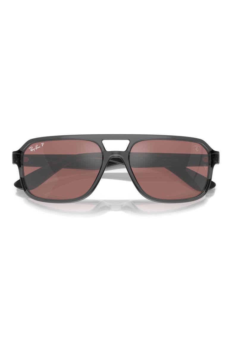 x Scuderia Ferrari 58mm Polarized Flat Top Keyhole Sunglasses, Alternate, color, GREY / PURPLE SILVER POLAR