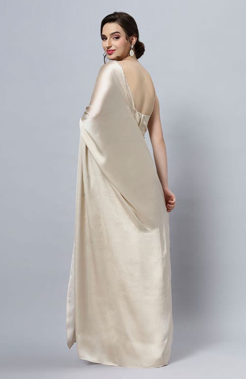 ONE MINUTE SAREE® ONE MINUTE SAREE® TIA TAN MONOCHROME SATIN READY TO WEAR ONE MINUTE SAREE 