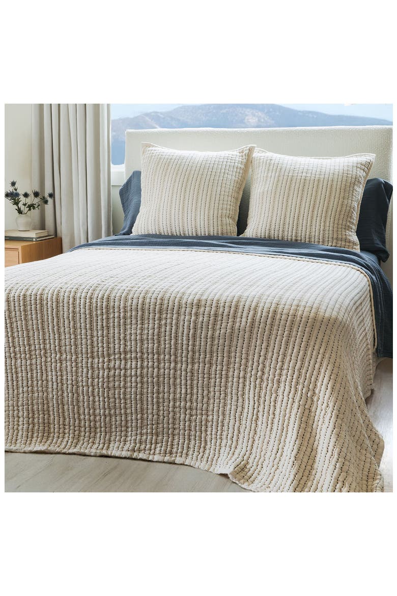 Coastal Stitch Quilted Bedspread, Alternate, color, BEIGE