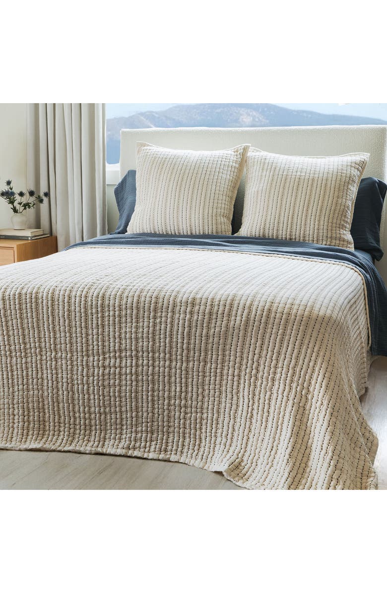 Crane Air Coastal Stitch Quilted Bedspread, Alternate, color, Beige