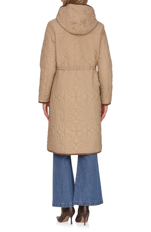 Avec Les Filles Corduroy Trim Hooded Quilted Coat In Gold