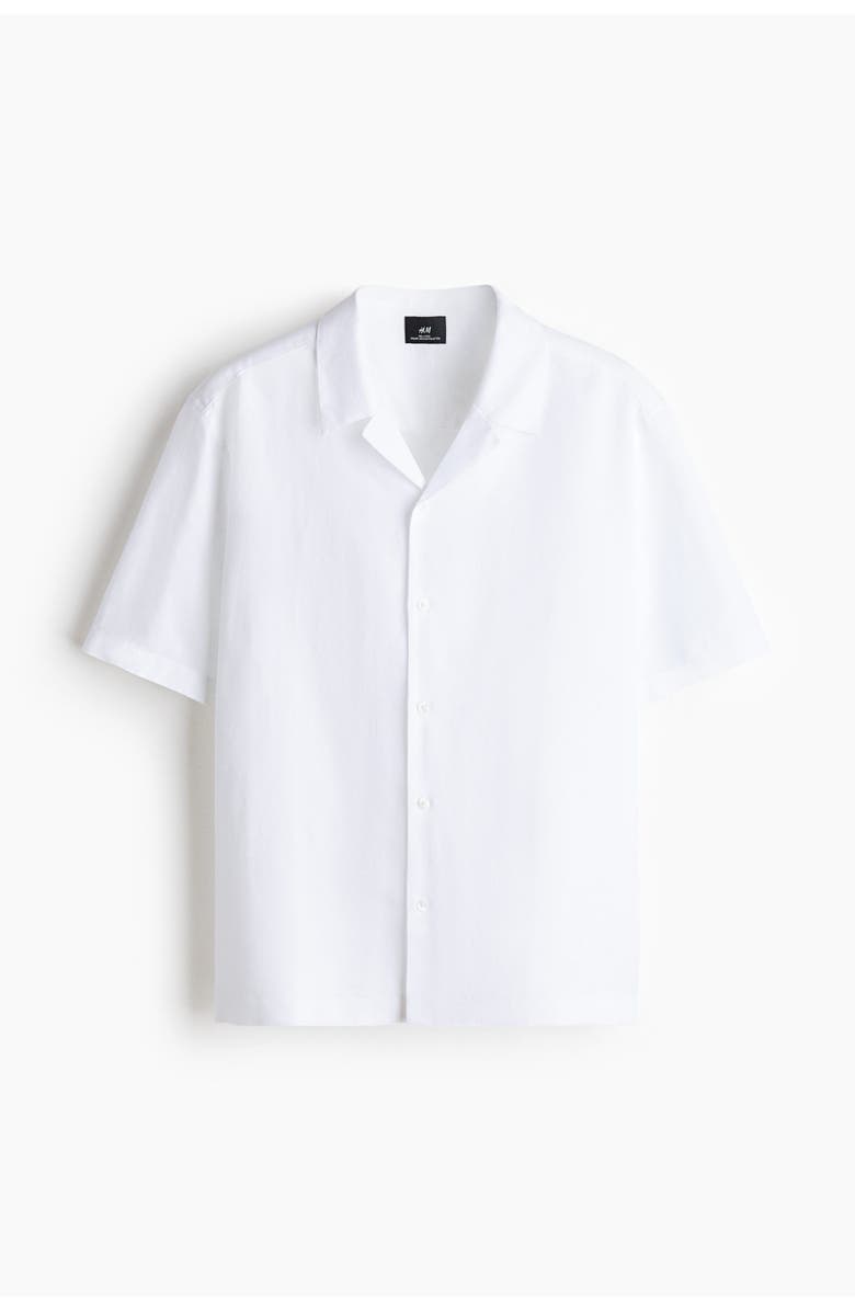 H&M Relaxed-fit linen-blend resort shirt, Alternate, color, White
