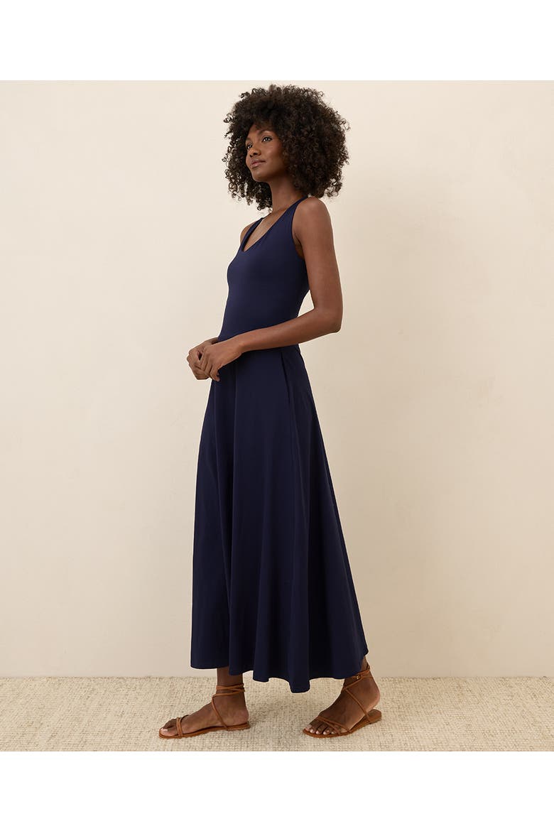 Organic Cotton Fit & Flare Open Back Maxi Dress, Alternate, color, Eclipse