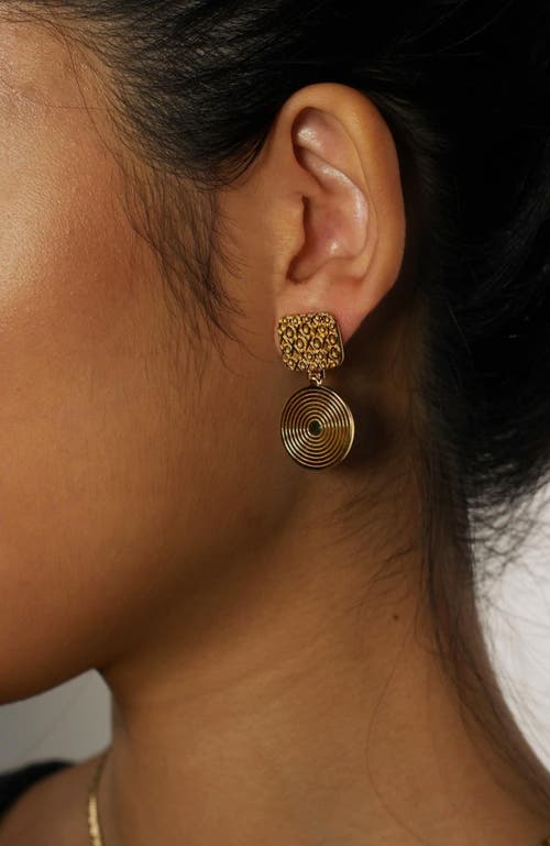 Gwen Beloti Xo Drop Disk Earrings In Gold