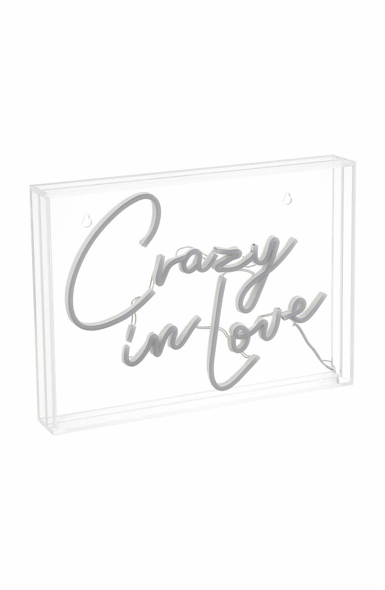 JONATHAN Y 10" Contemporary Glam Acrylic Box USB Operated LED Neon Light, Alternate, color, Red