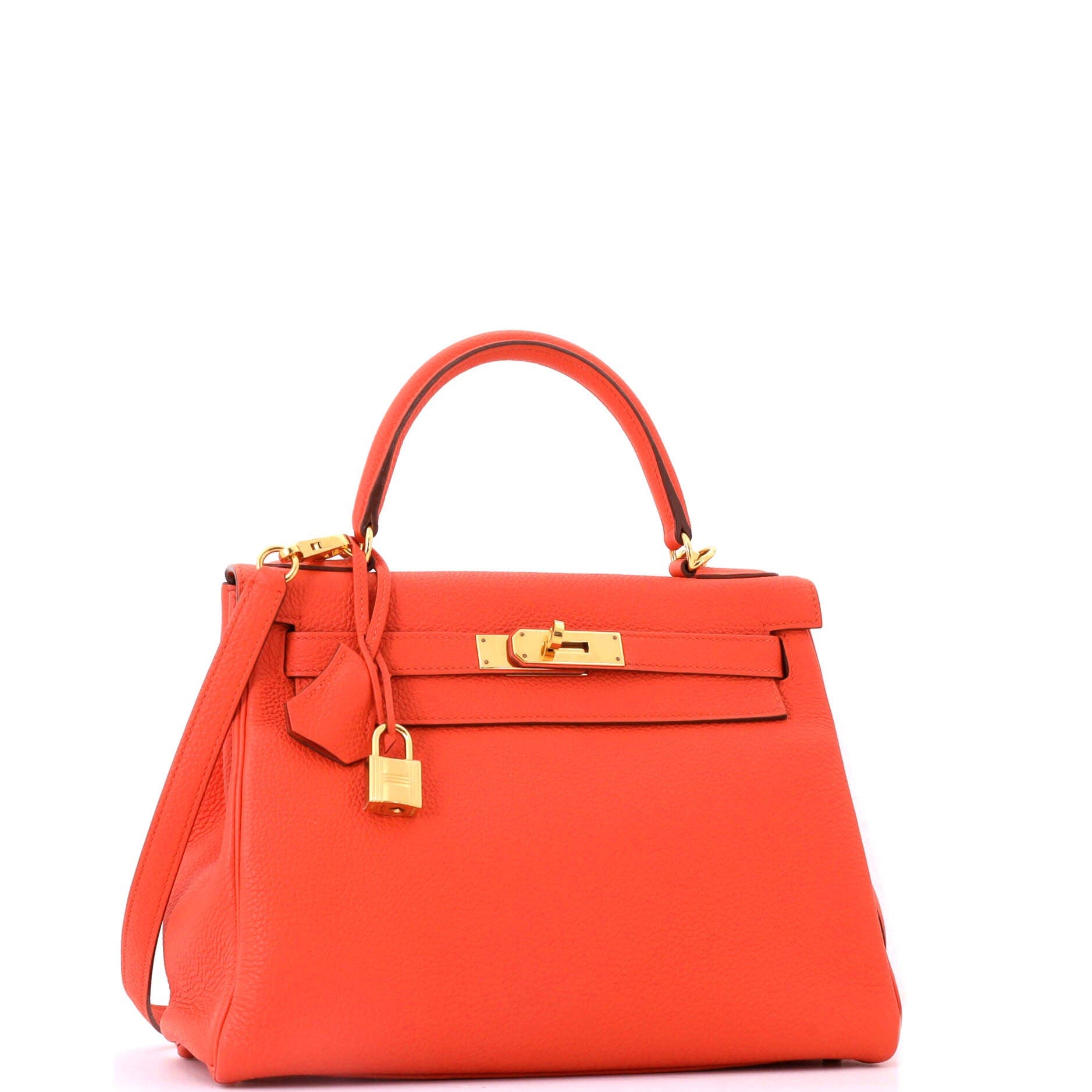 Pre-Owned Hermes Kelly Handbag Orange Togo with Gold Hardware 28, Alternate, color, Capucine