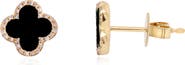 The Lovery Fine Jewelry Onyx Diamond Clover Stud Earrings