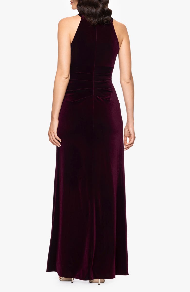 Betsy & Adam Sleeveless Velvet Dress, Alternate, color, Burgundy