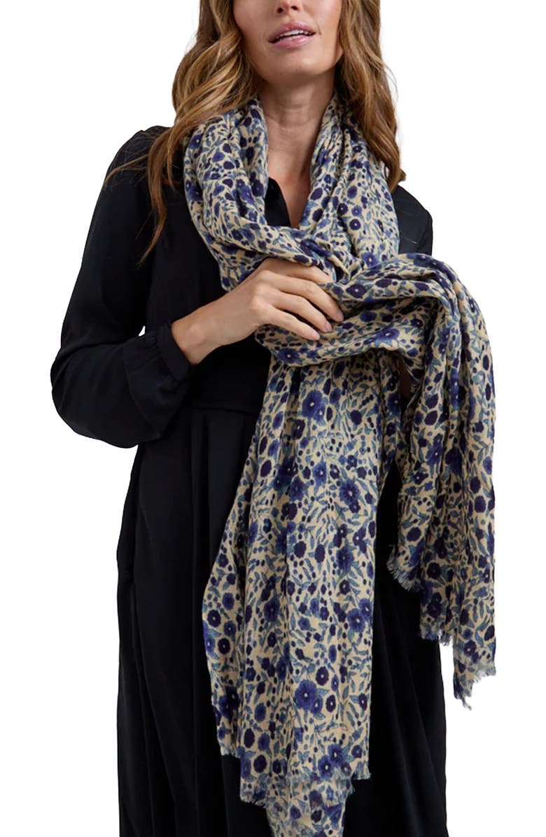 Lily and Lionel London Karen Aster Floral Scarf, Main, color, Blue