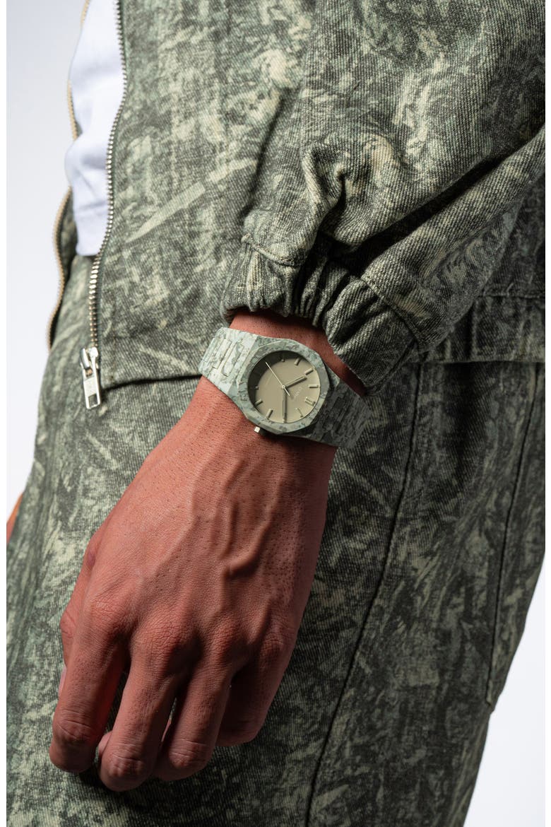 Camo Polycarbon Bracelet Watch, 40.5mm, Alternate, color, GREEN CAMO