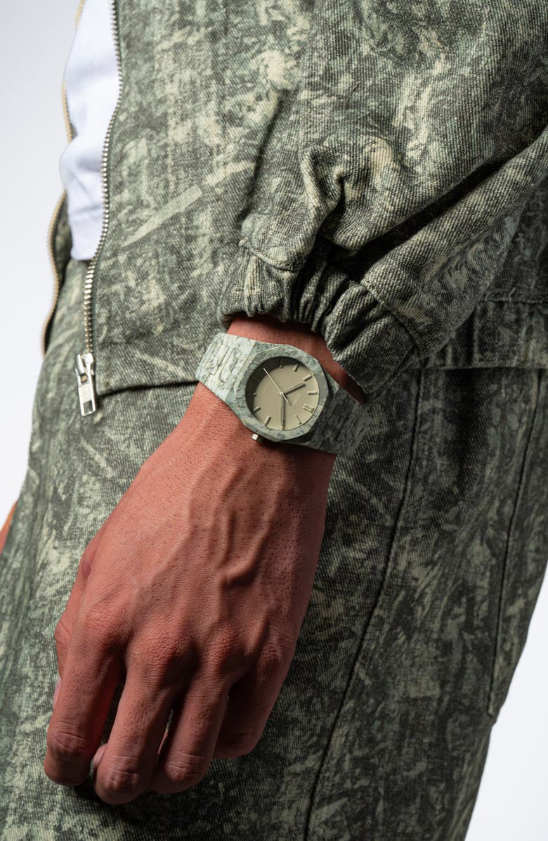 D1 Milano Camo Polycarbon Bracelet Watch, 40.5mm, Alternate, color, Green Camo