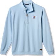 TravisMathew Men's TravisMathew Light Blue Kansas Jayhawks Cloud Home Game Quarter-Zip Tri-Blend Pullover