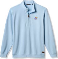 TravisMathew Men's TravisMathew Light Blue Kansas Jayhawks Cloud Home Game Quarter-Zip Tri-Blend Pullover