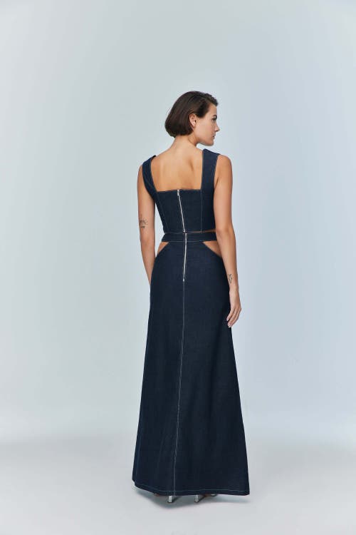 Jendue Us Siena Maxi Denim Skirt In Blue