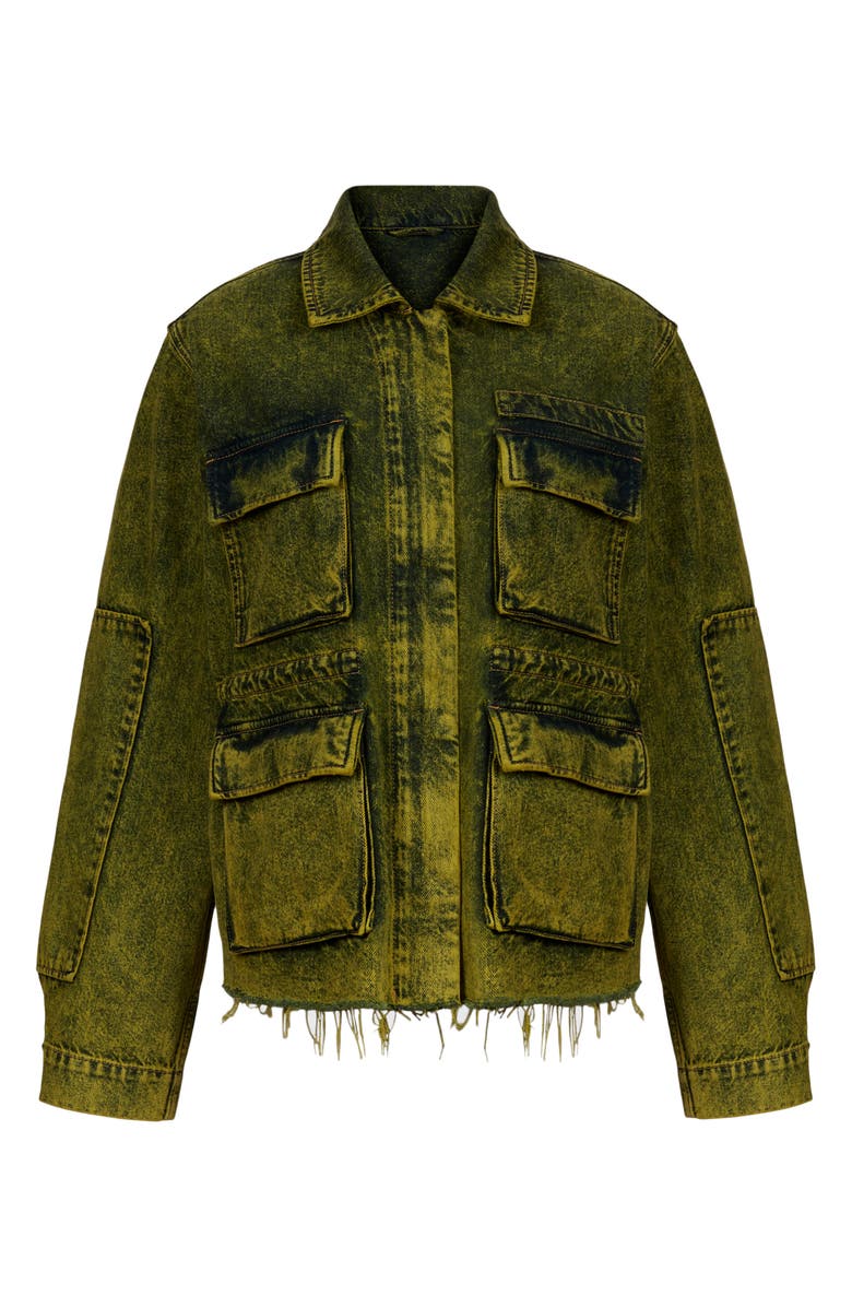 AllSaints Finch Acid Wash Denim Military Jacket, Alternate, color,