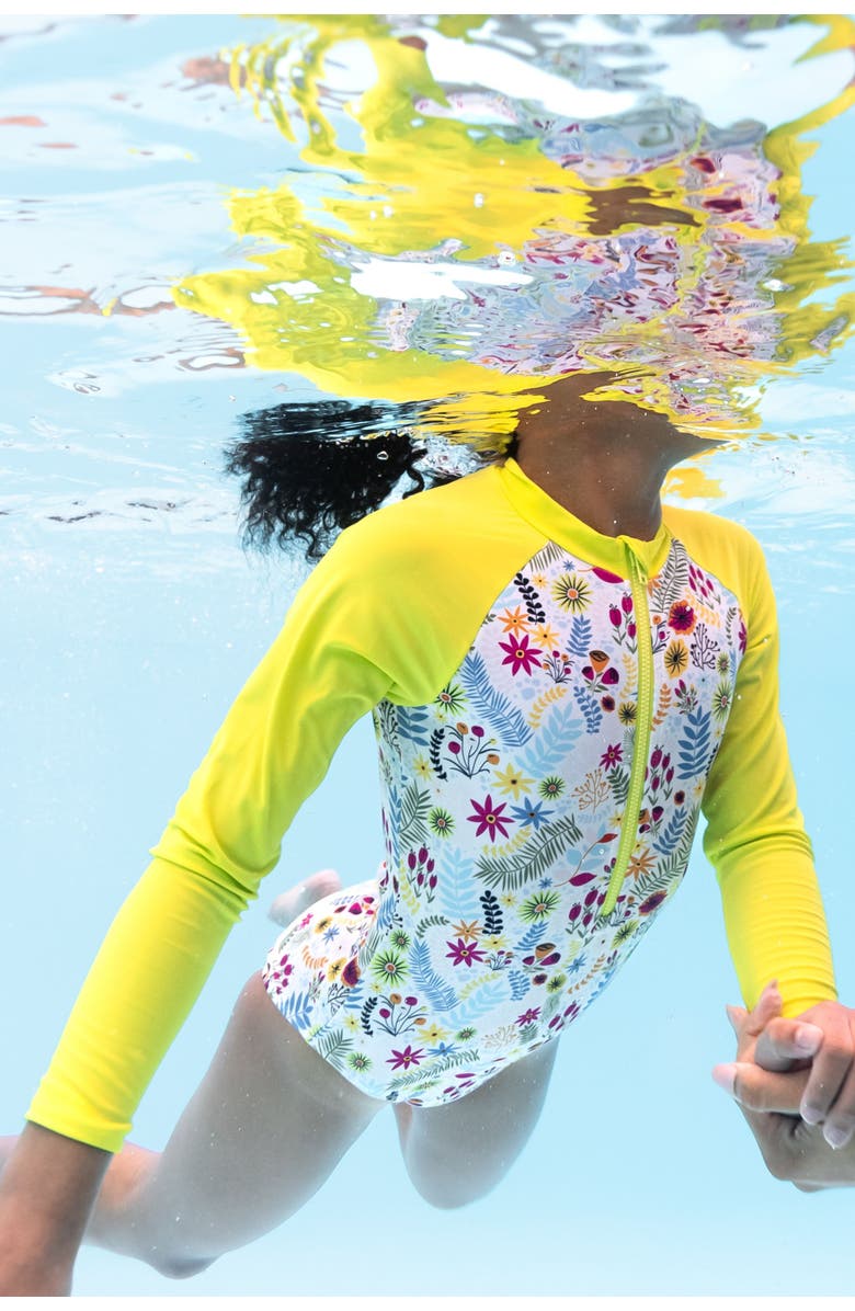 Splash About Girls Rashguard Bathing Suit, Alternate, color, Jungle Lime