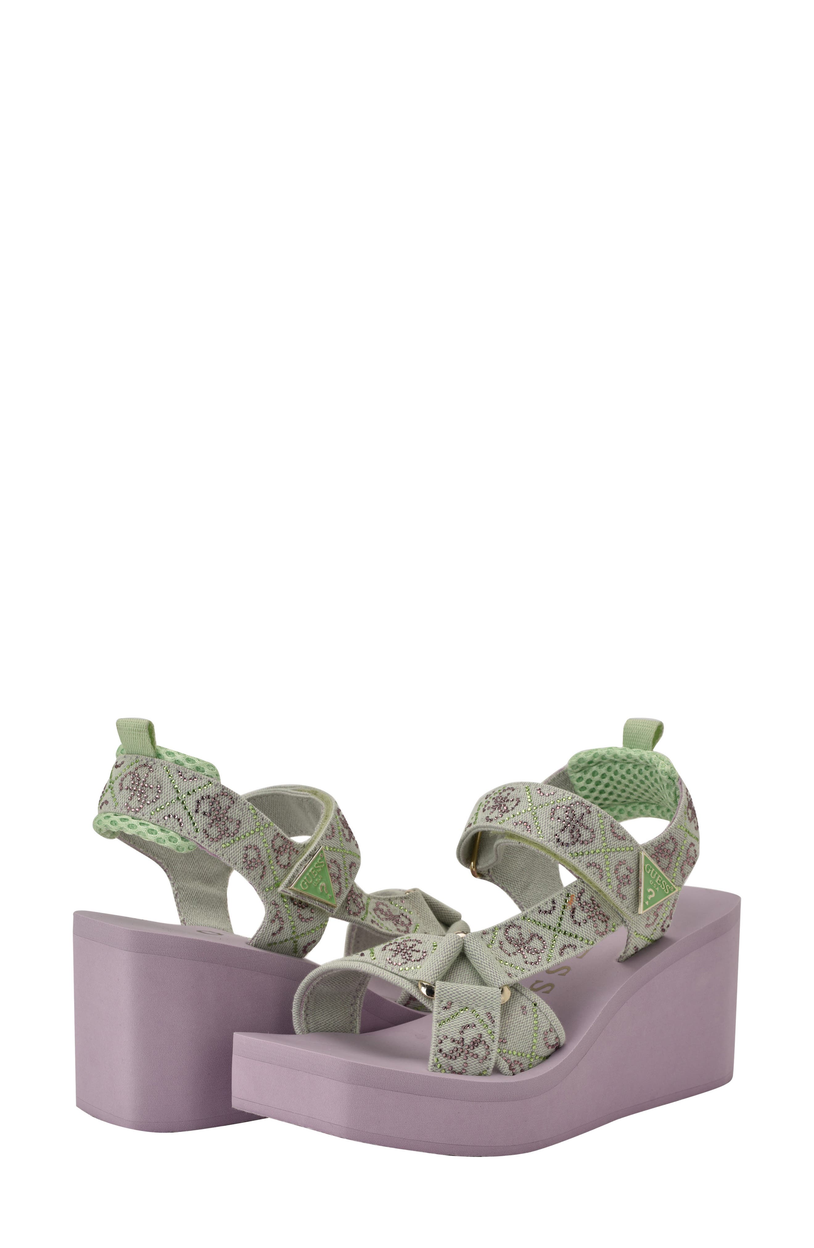 GUESS Dawsin 4 Platform Wedge Sandal, Alternate, color, Light Green