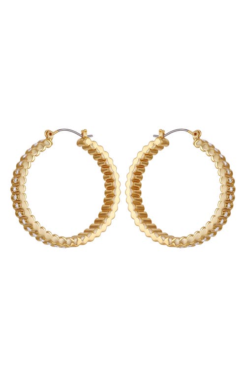 Vince Camuto Pavé Crystal Ribbed Hoop Earrings In Gold