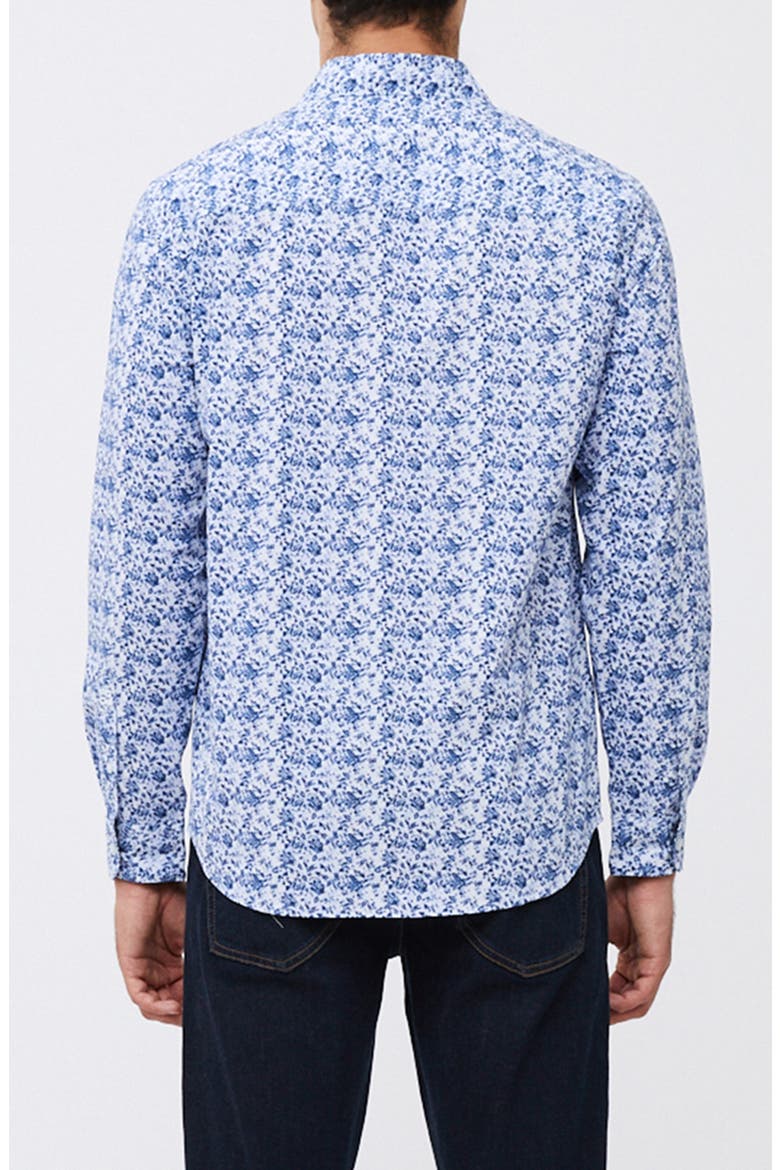Allover Print Button-Up Shirt, Alternate, color, BLUE COMBO