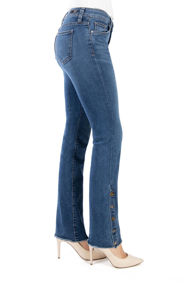 Button Detail Raw Hem Bootcut Jeans, Alternate, color, RATURE