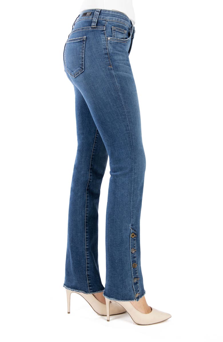 KUT from the Kloth Button Detail Raw Hem Bootcut Jeans, Alternate, color, 