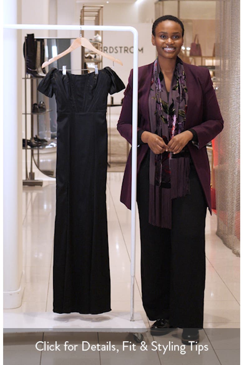 melania off the shoulder gown dress the population Dress the Population Melania Off-the-Shoulder Gown