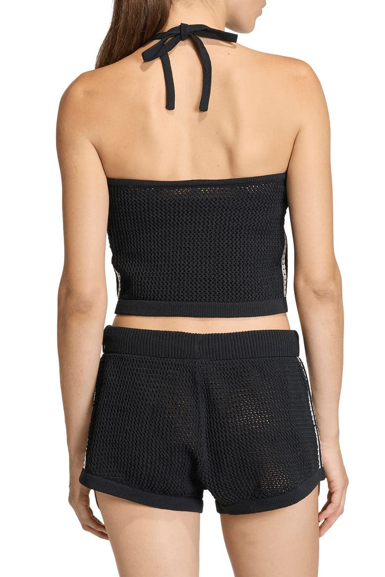 Open Stitch Halter Top, Alternate, color, BLACK