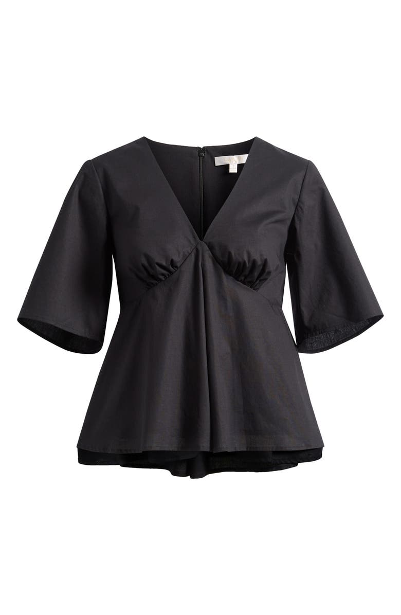 WAYF Zelma V-Neck Babydoll Top, Alternate, color, Black