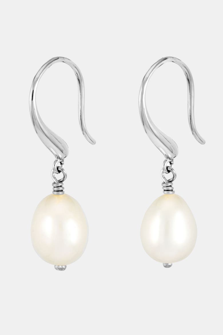 White Baroque Pearl Earrings, Main, color, Sterling Silver