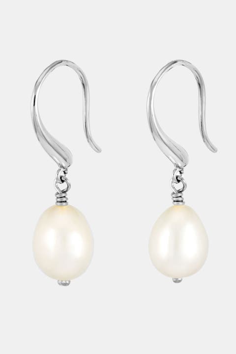 White Baroque Pearl Earrings