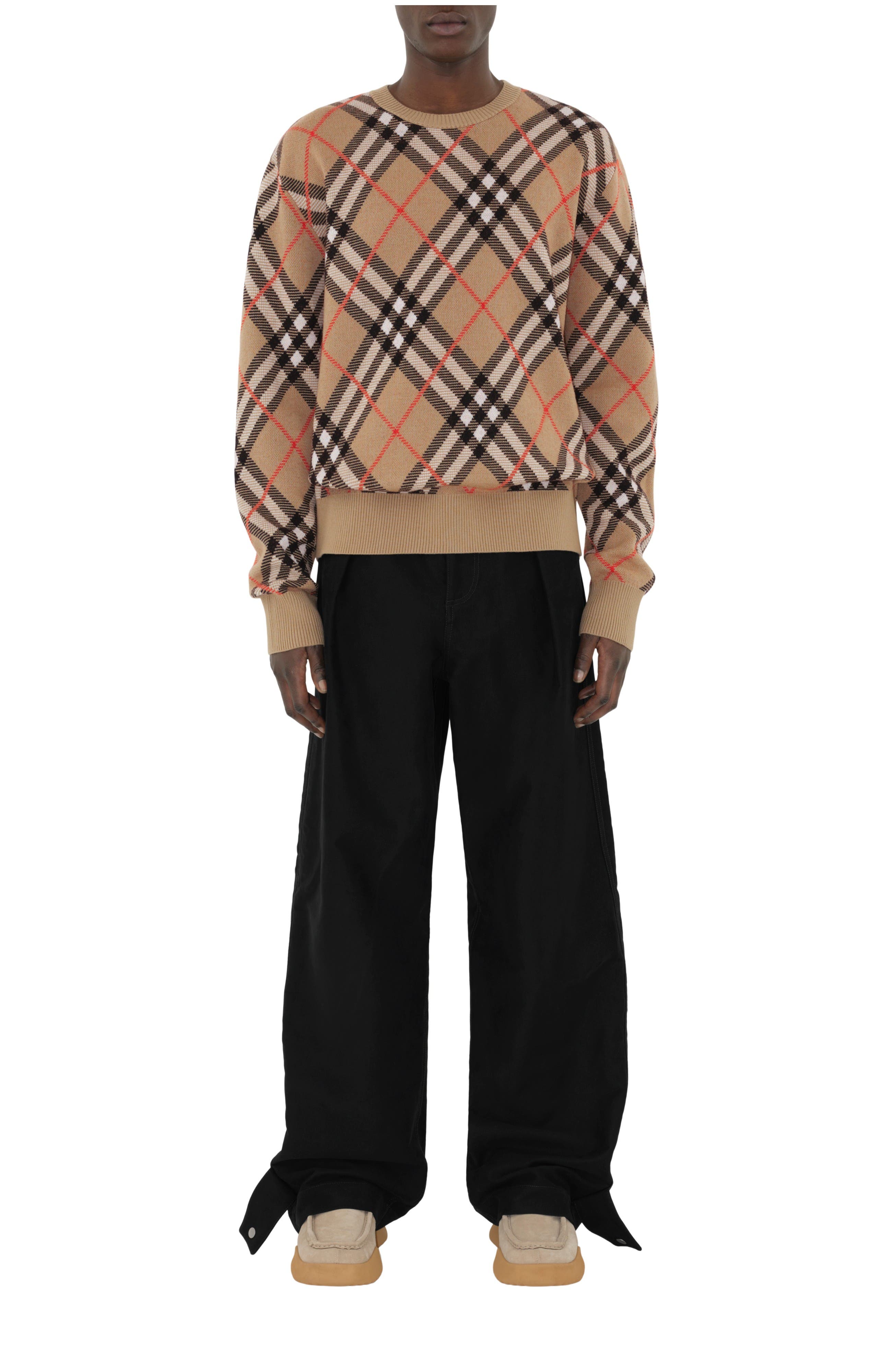 Check Wool Mohair Blend Sweater