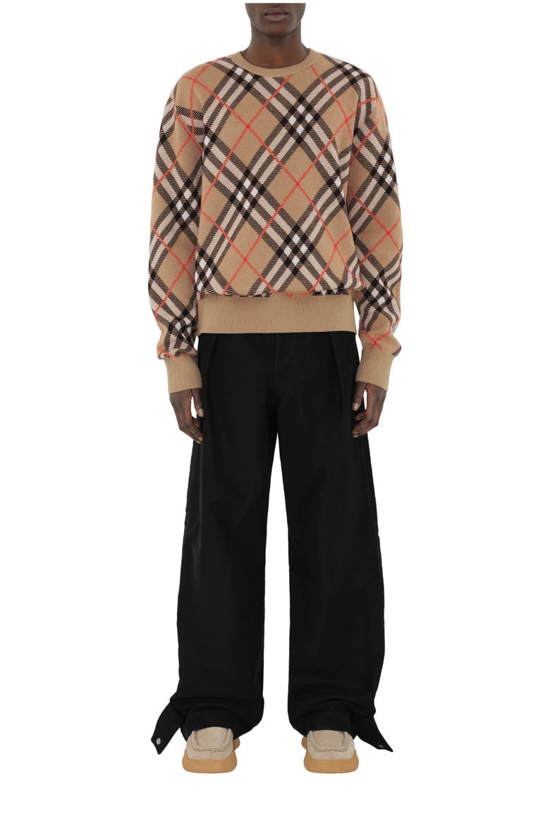 Check Wool Mohair Blend Sweater, Main, color, Sand beige