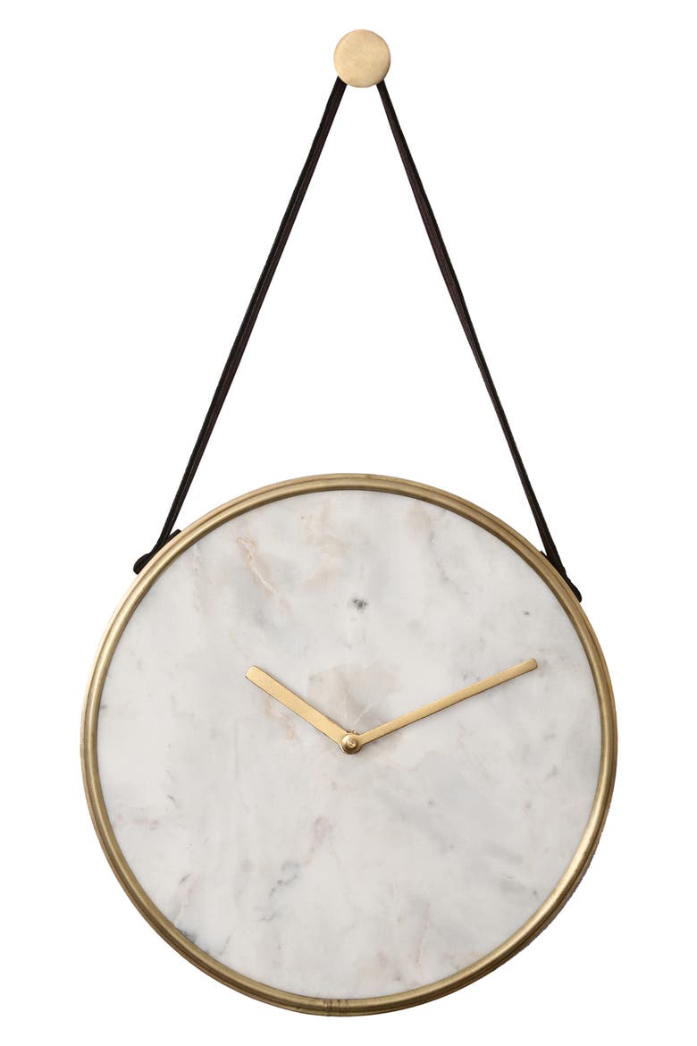 Livenna Wall Clock, Alternate, color, WHITE MARBLE