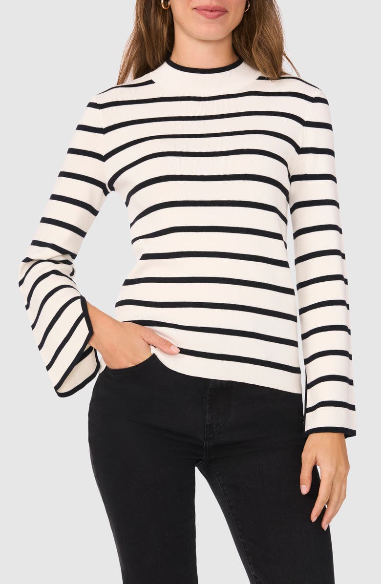 Stripe Mock Neck Sweater