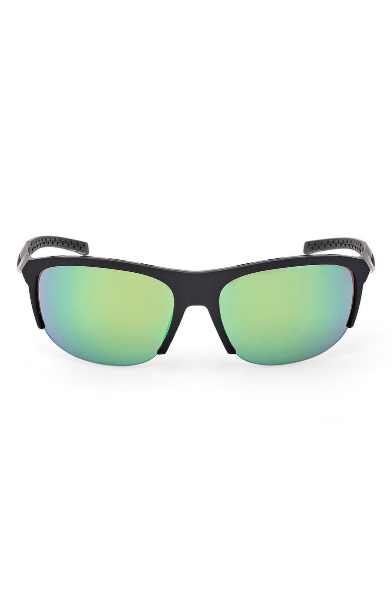 adidas 66mm Navigator Sunglasses, Main, color, Matte Black / Green Mirror