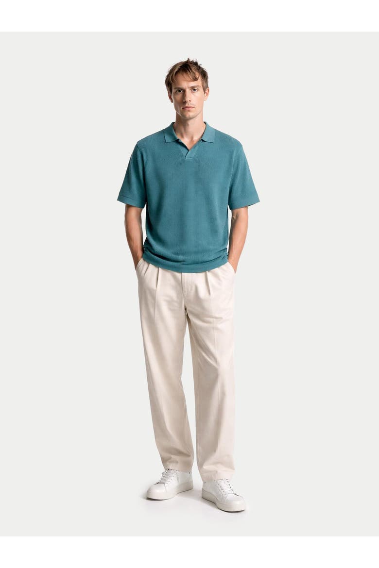 Open Collar Cashmere Silk Polo Shirt, Alternate, color, mineral green