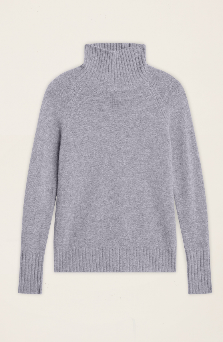 Italic Emma Cashmere Relaxed Turtleneck Sweater, Alternate, color, Heather Gray