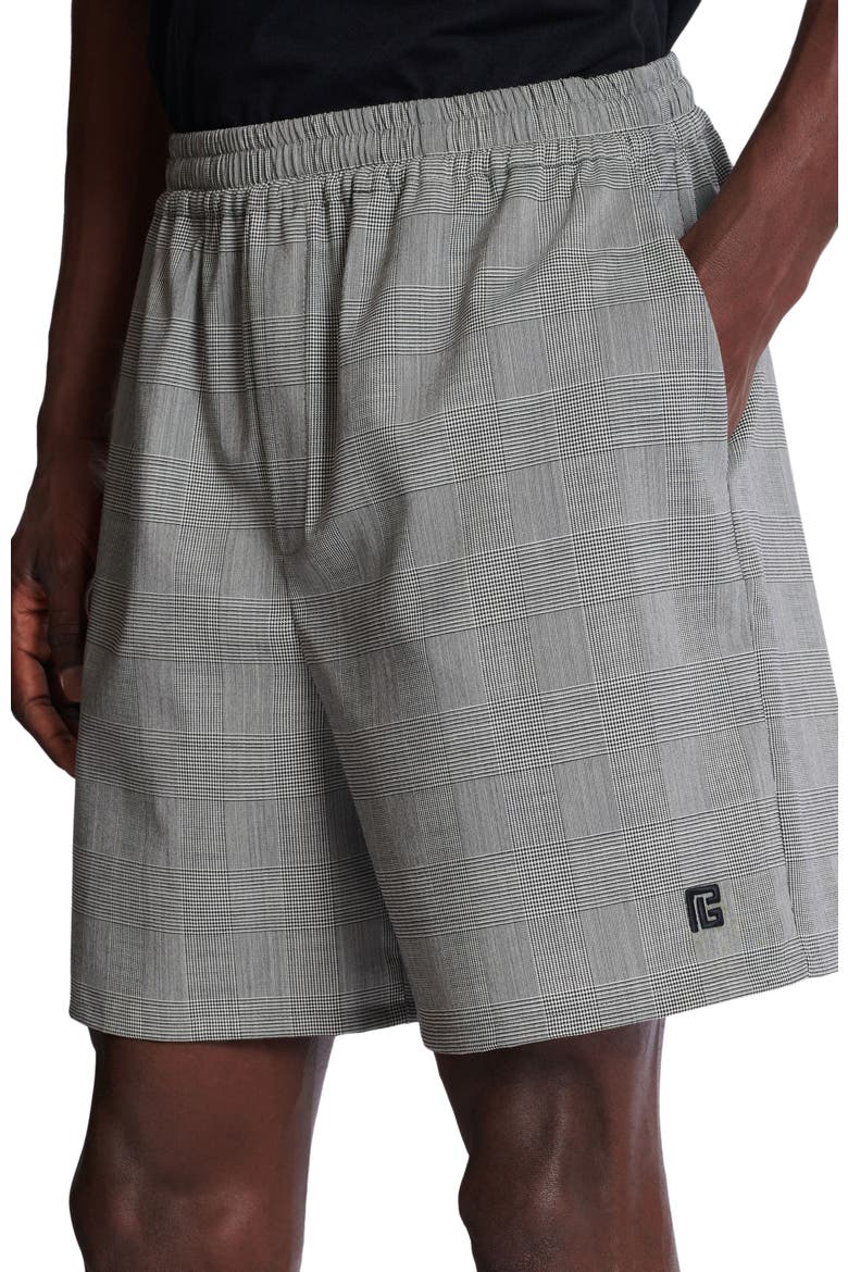Relaxed shorts in Prince of Wales satin, Alternate, color, black