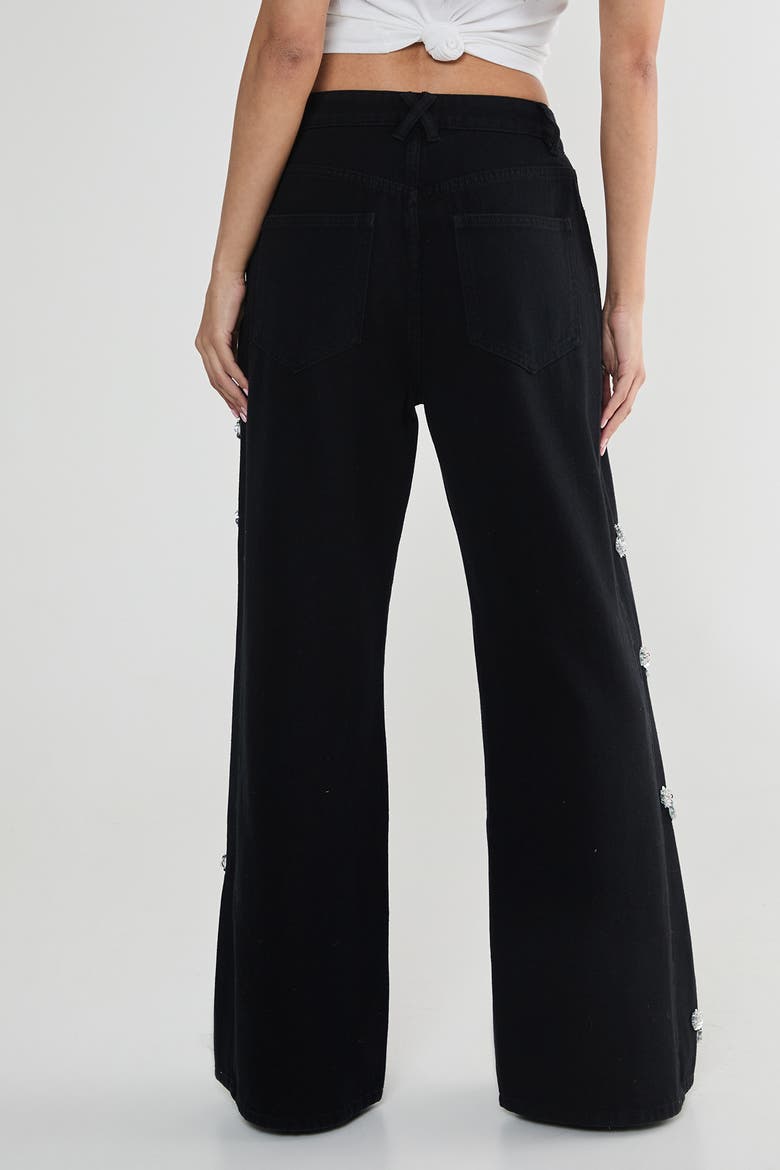 Limited Embellished Flower Applique Jean, Alternate, color, Washed Black