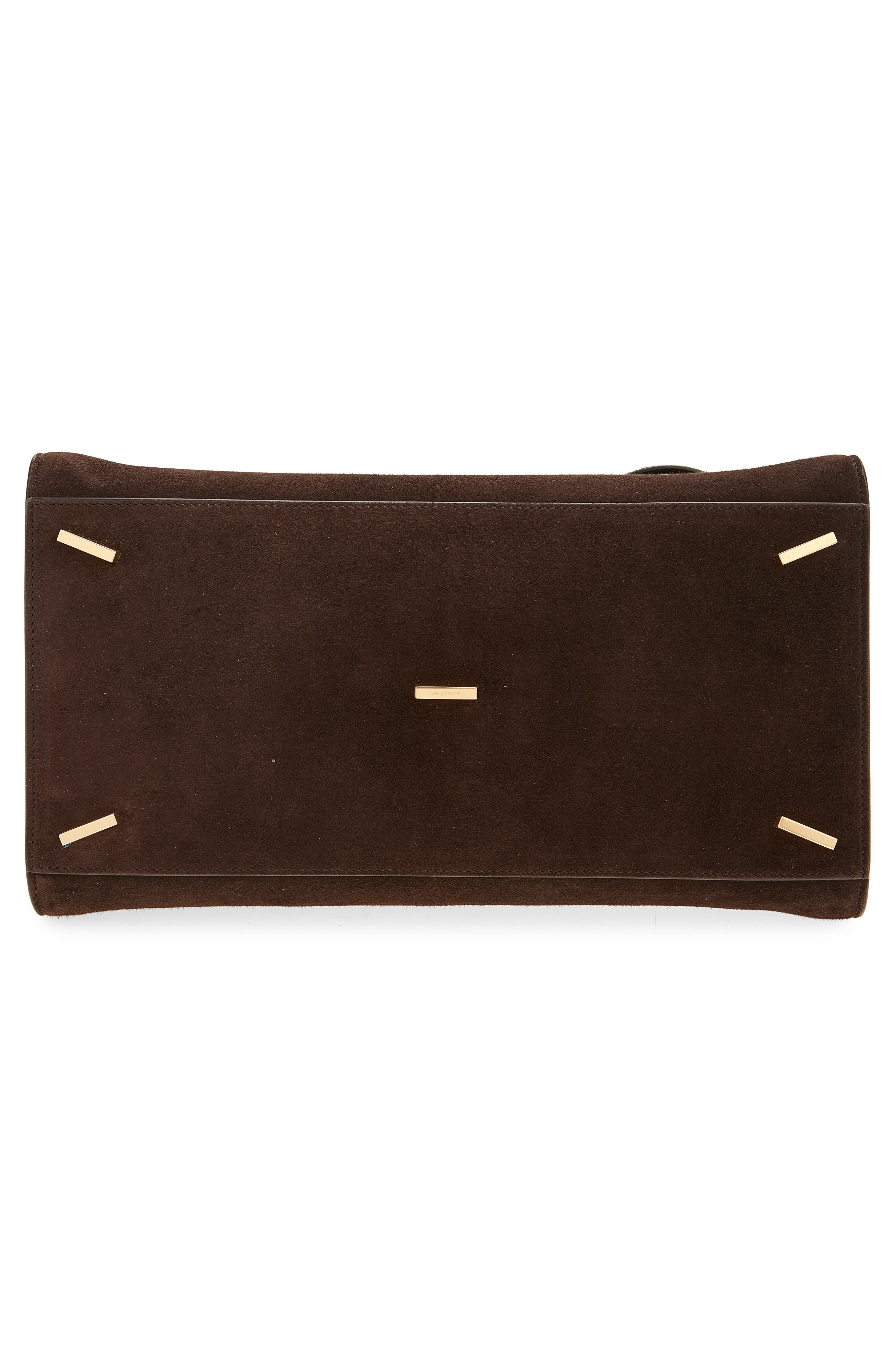 FERRAGAMO Small Hug Leather Top Handle Bag, Alternate, color, Testa Di Moro