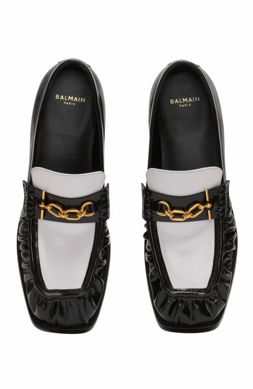 Balmain Sync Glazed Leather Loafers In Black